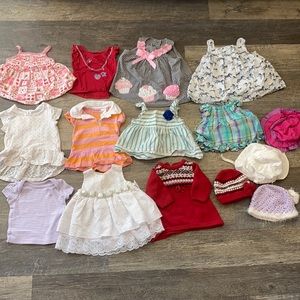 15 pc Baby Girl Shirts - Dress - Hat NB - 3-6-12 M